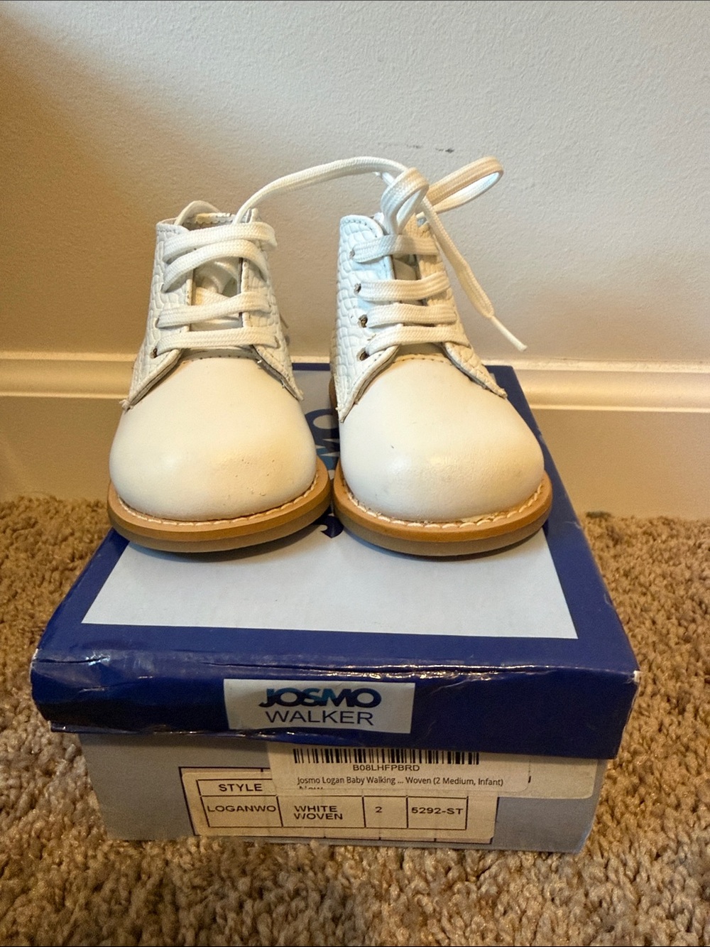 Josmo White Baby Walker Lace-Up Oxford Shoes